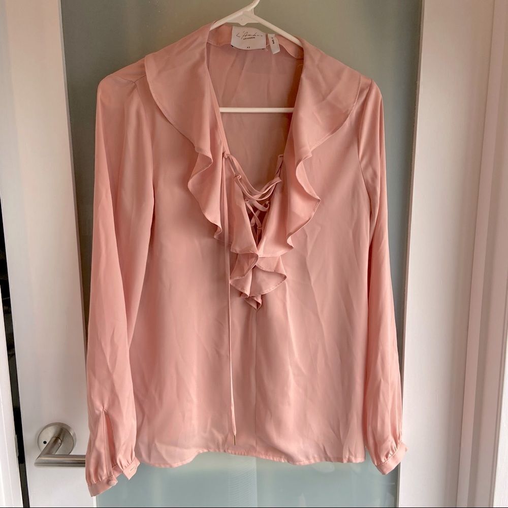 L'Academie | Ruffle Boho Top XS Lace Up‎ - Picture 3 of 6